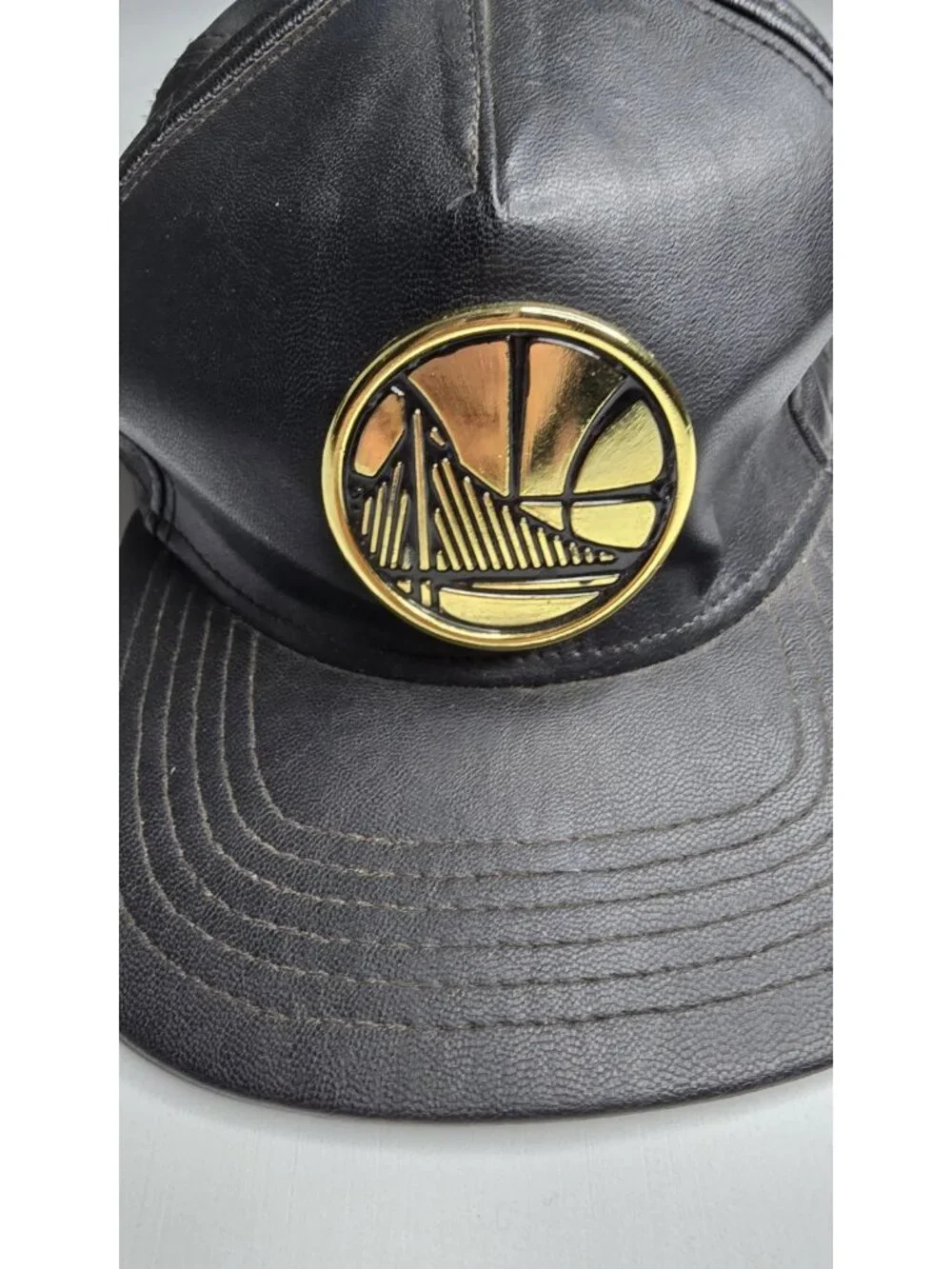 Golden State Warriors Black Leather Snapback Hat By New Era 9Fifty One Size Fits
